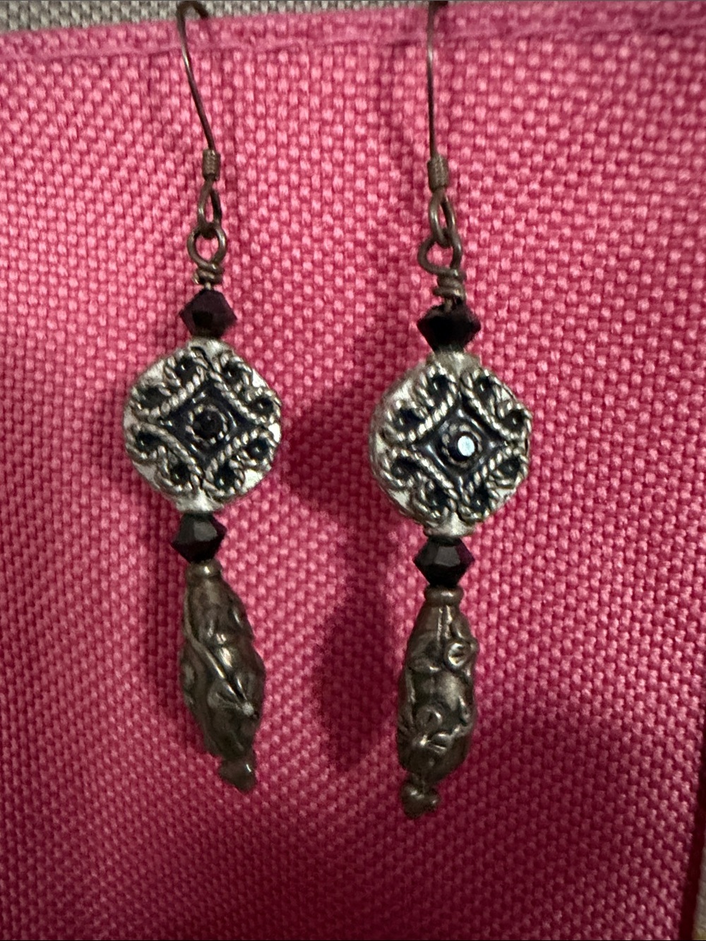 Elegant 925 Silver and Black Dangle Earrings